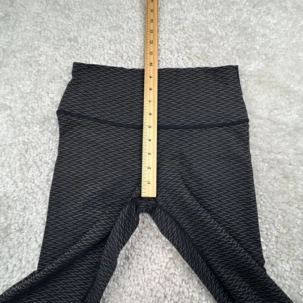 Lululemon Wunder Under High Rise Crop Legging Black Gray Textured Print